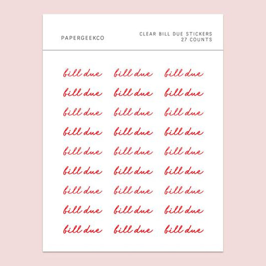 Bill due | Sticker Sheet