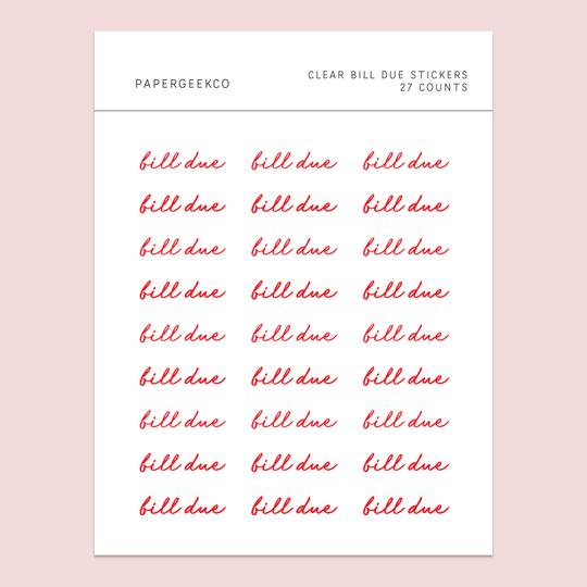 Bill due | Sticker Sheet