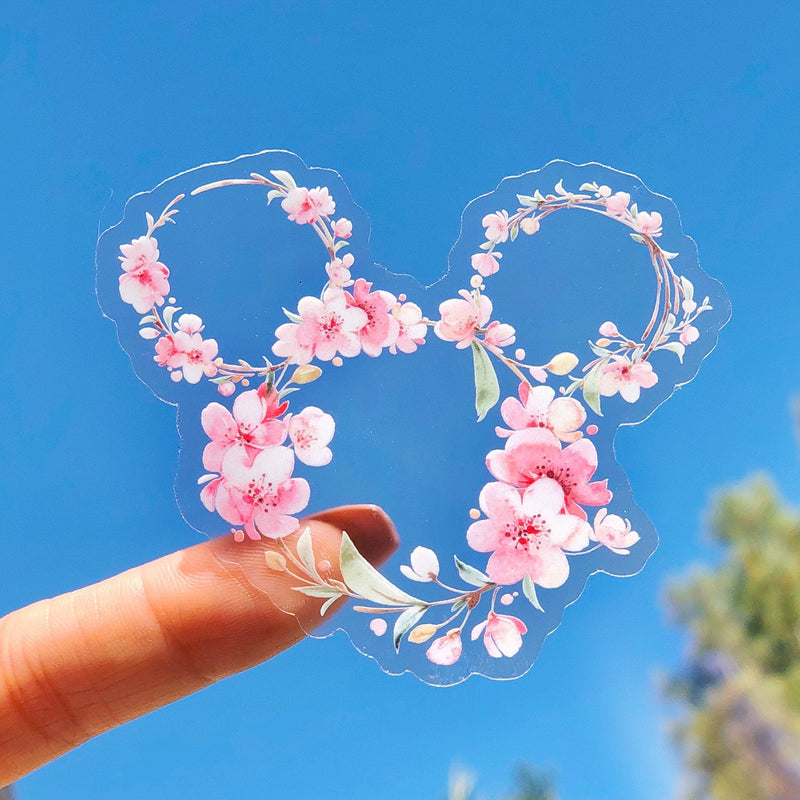 Cherry Blossom Sakura Floral Wreath | Transparent Sticker