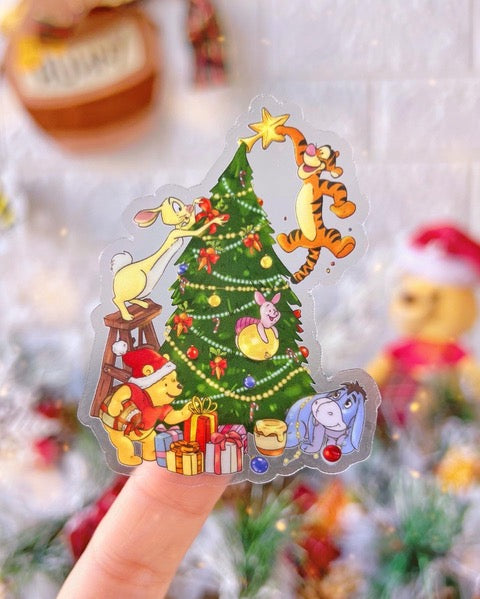 Christmas Pooh And Friends | Transparent Sticker