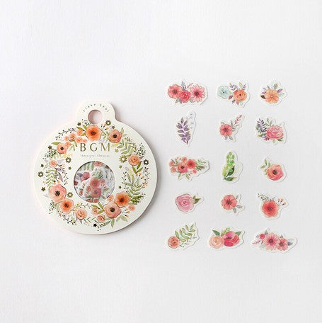 Flower Wreath - Washi Paper Flake Stickers