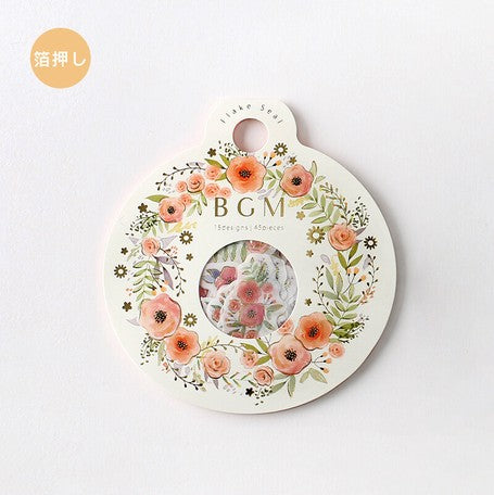 Flower Wreath - Washi Paper Flake Stickers