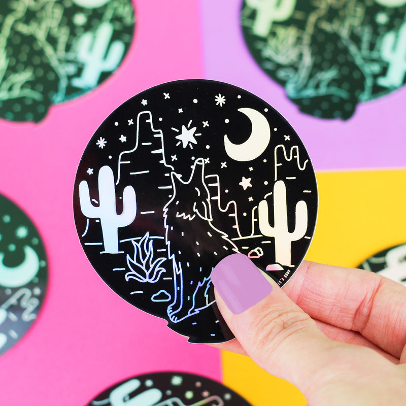 Desert Coyote | Holographic Vinyl Sticker