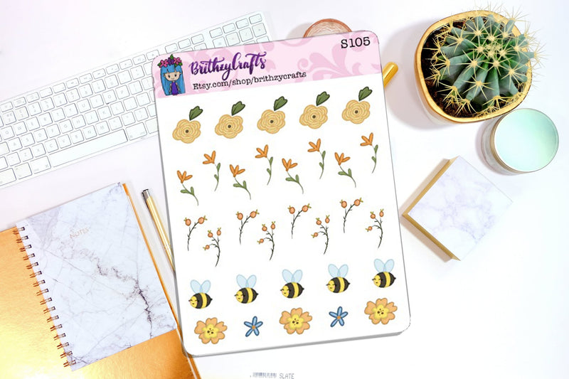 Honey flowers and bee Sticker Sheet