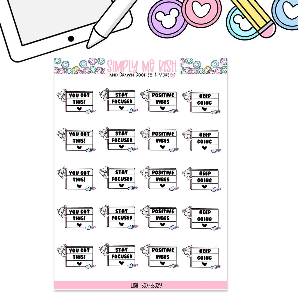 Light Box Motivational Quotes | Sticker Sheet