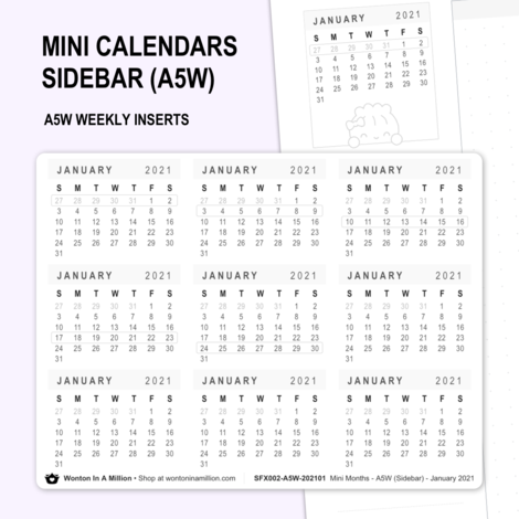Months for Sidebar (A5W) | Sticker Sheet