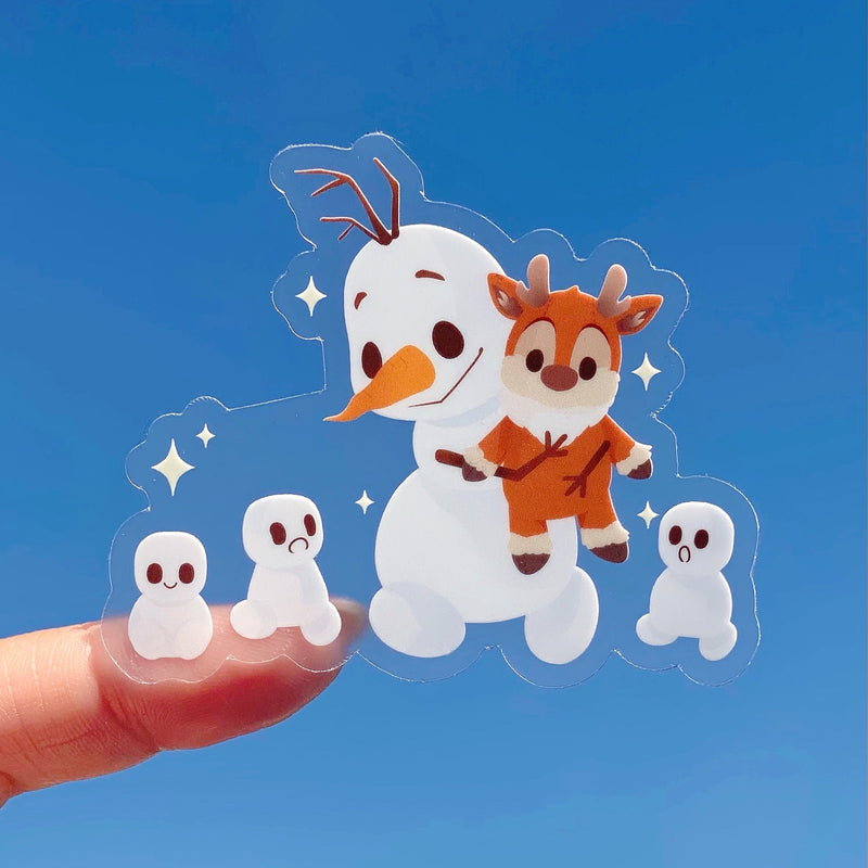Olaf with Sven Plushie | Transparent Sticker