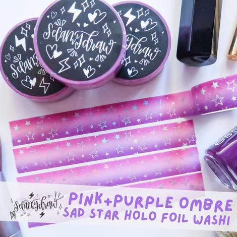 Pink and Purple Ombre SAD Stars | Washi