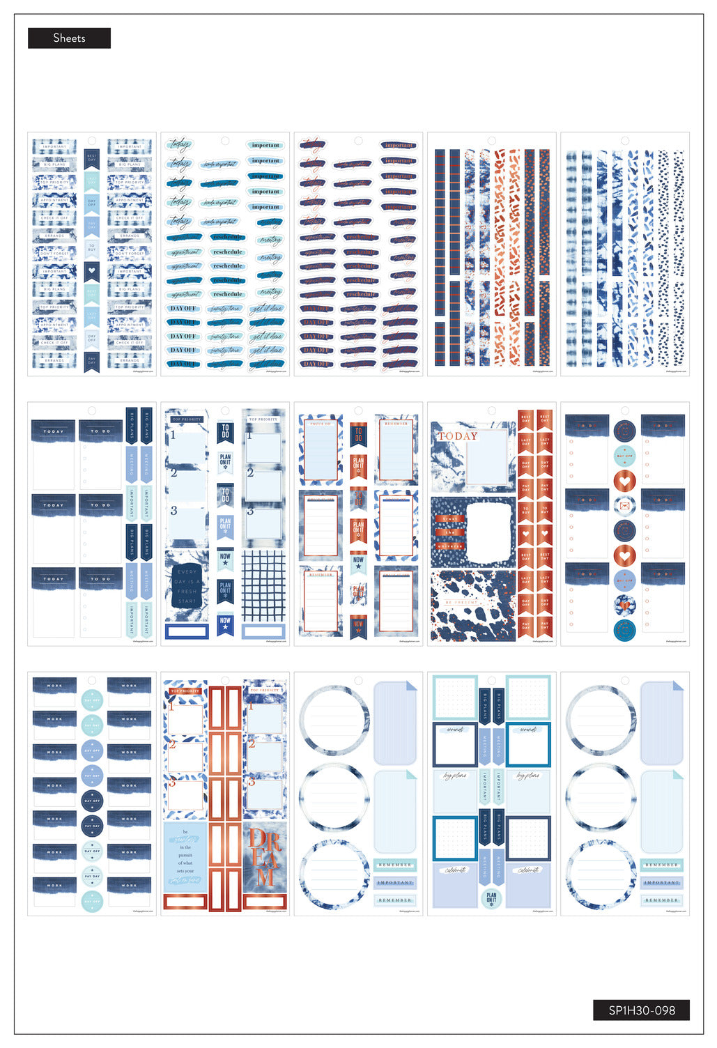 Value Pack Stickers - Indigo Tie Dye