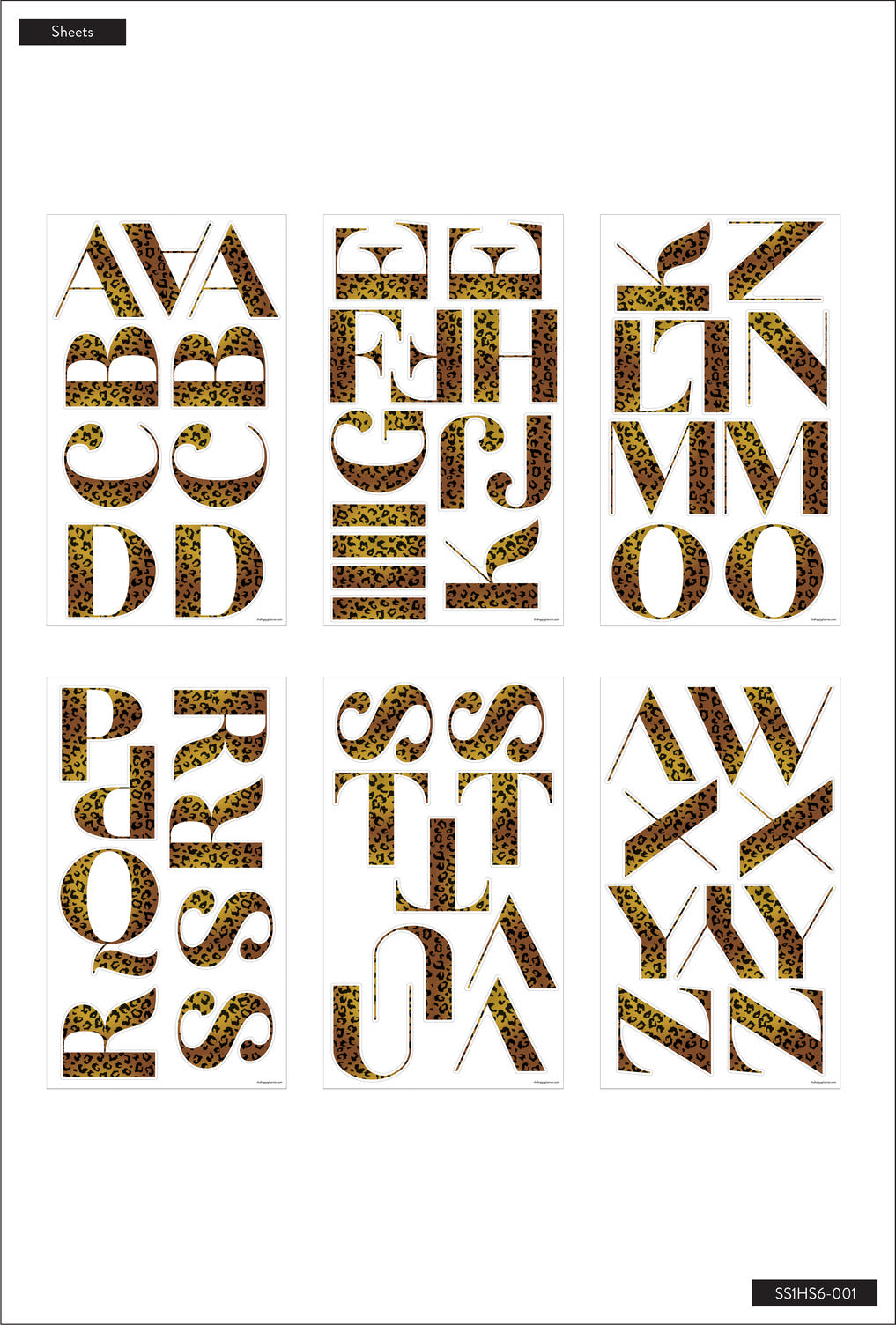 Cheetah Alphabet Stickers