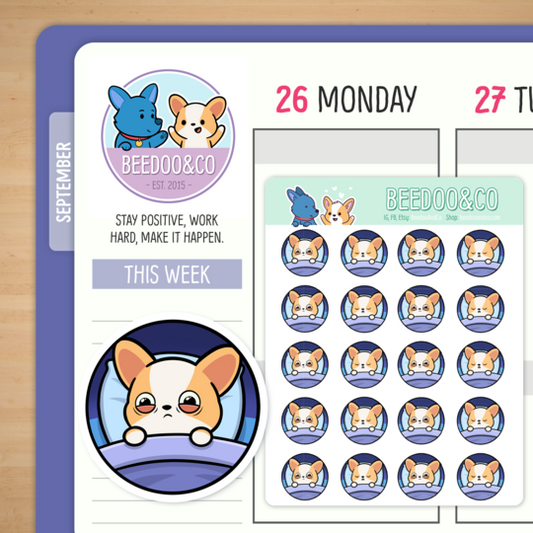 Miso The Corgi Sleeping | Sticker Sheet