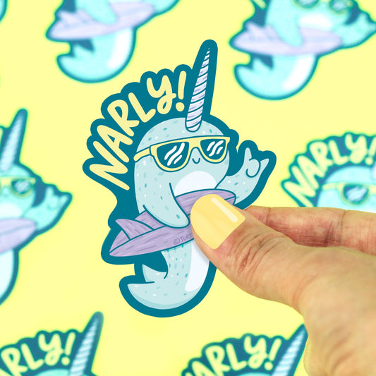 Surfing Narwhal  | Vinyl Sticker