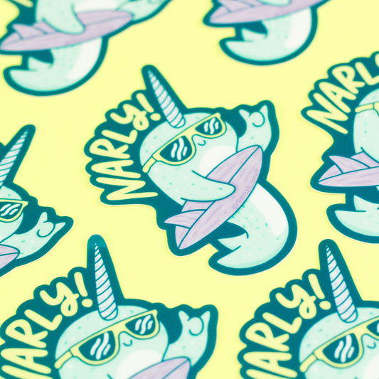 Surfing Narwhal  | Vinyl Sticker