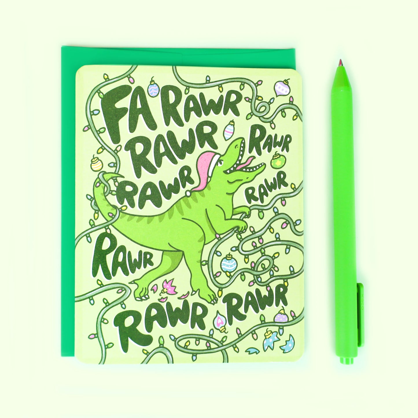 Fa Rawr Dinosaur Christmas | Greeting Card