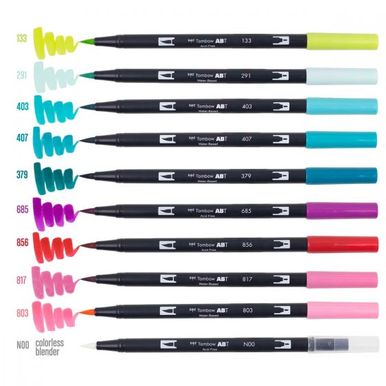 Dual Brush Pens 10pk - Tropical