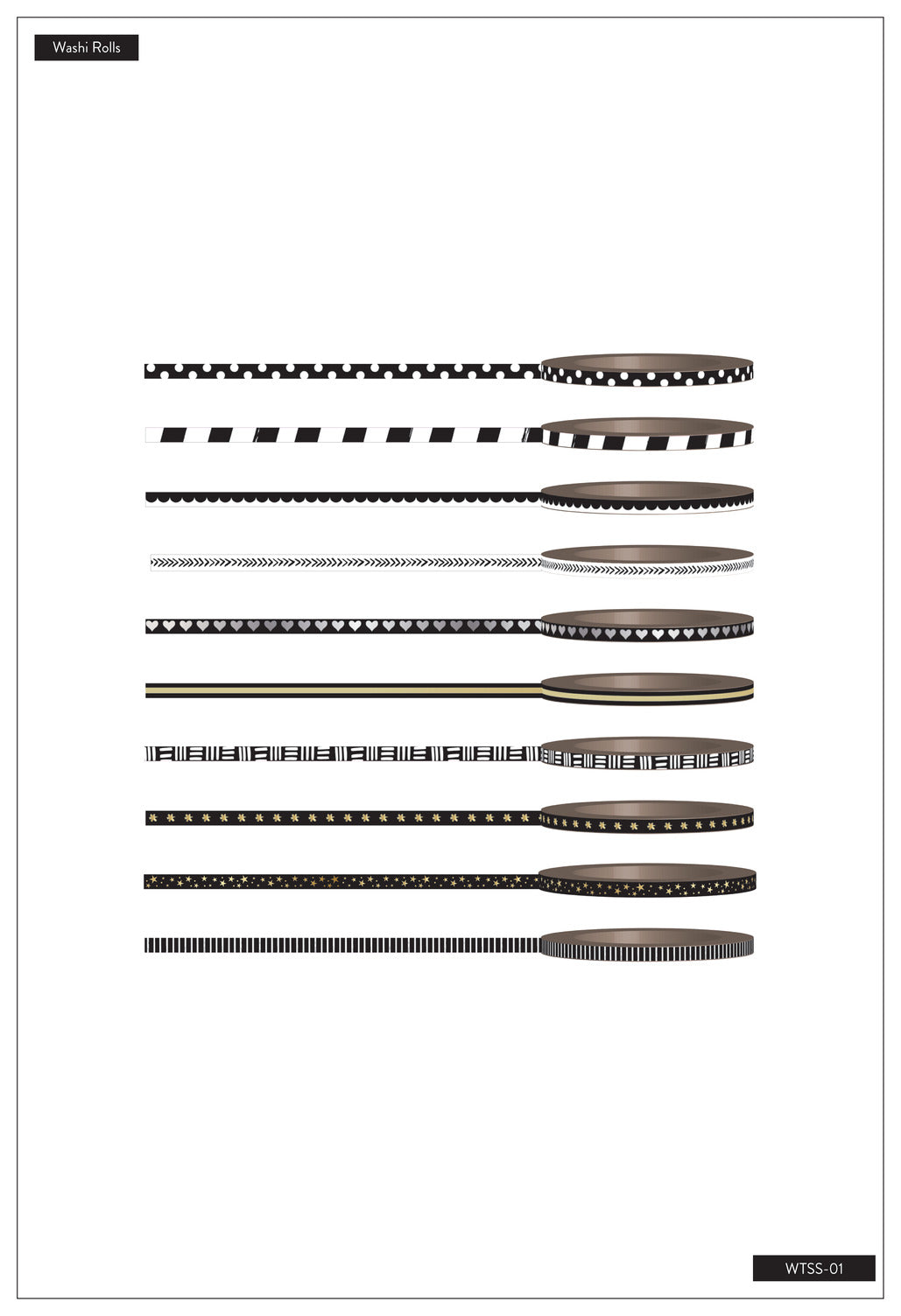 Black and White Skinny Washi Tape