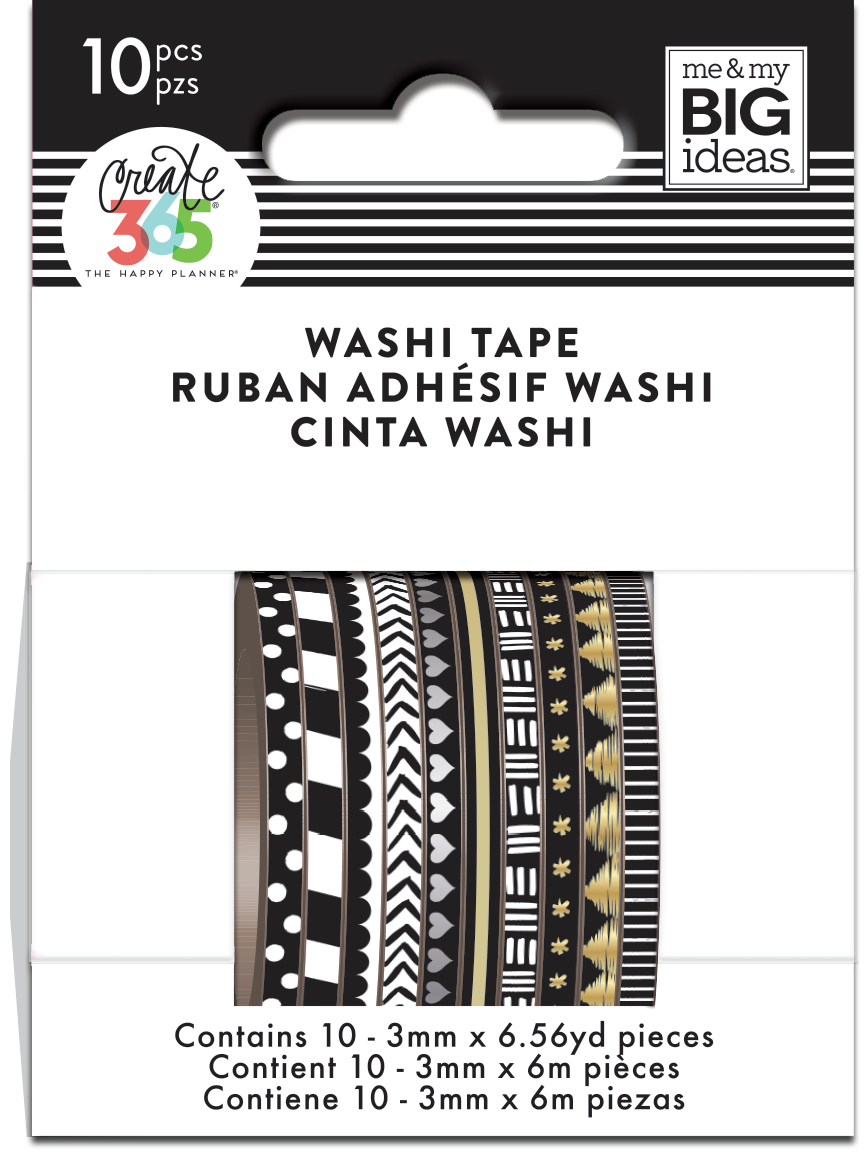 Black and White Skinny Washi Tape