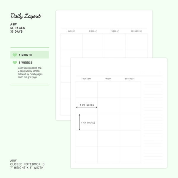 Sakura - A5W - Daily (Undated, 1 Month) | Planner