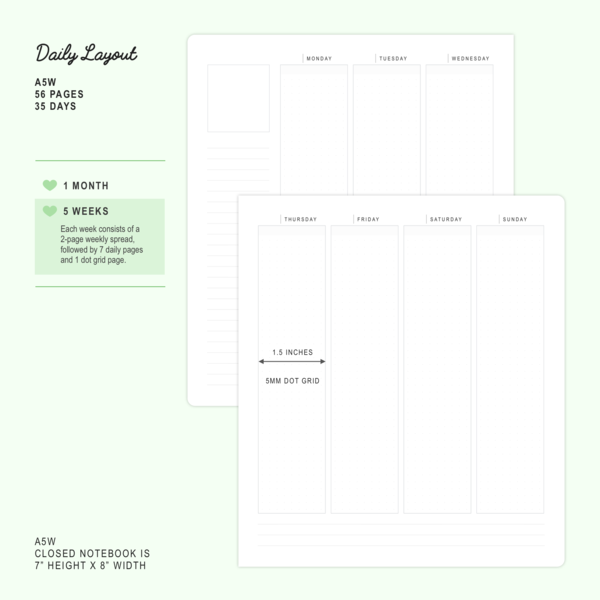 Porcelain - A5W - Daily (Undated, 1 Month) | Planner
