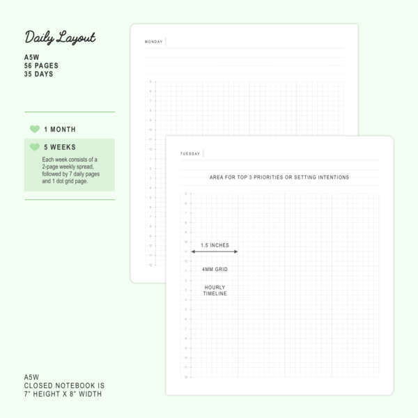 Sakura - A5W - Daily (Undated, 1 Month) | Planner