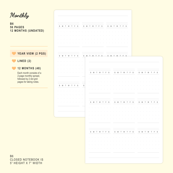 Sakura - B6 - Monthly (Undated, 12 Months) | Planner