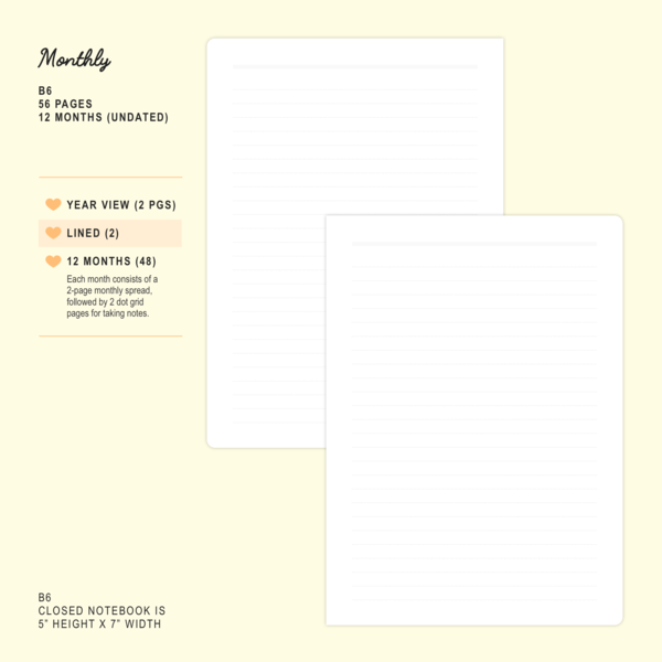 Porcelain - B6 - Monthly (Undated, 12 Months) | Planner