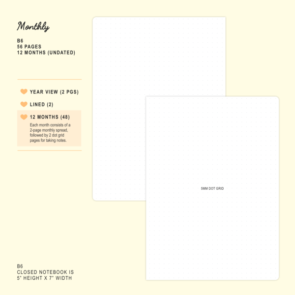 Sakura - B6 - Monthly (Undated, 12 Months) | Planner