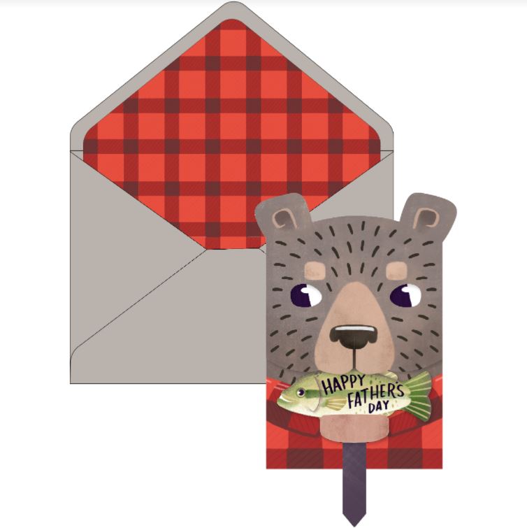 Bear Dad And Fish - Pull Tab | Greeting Card