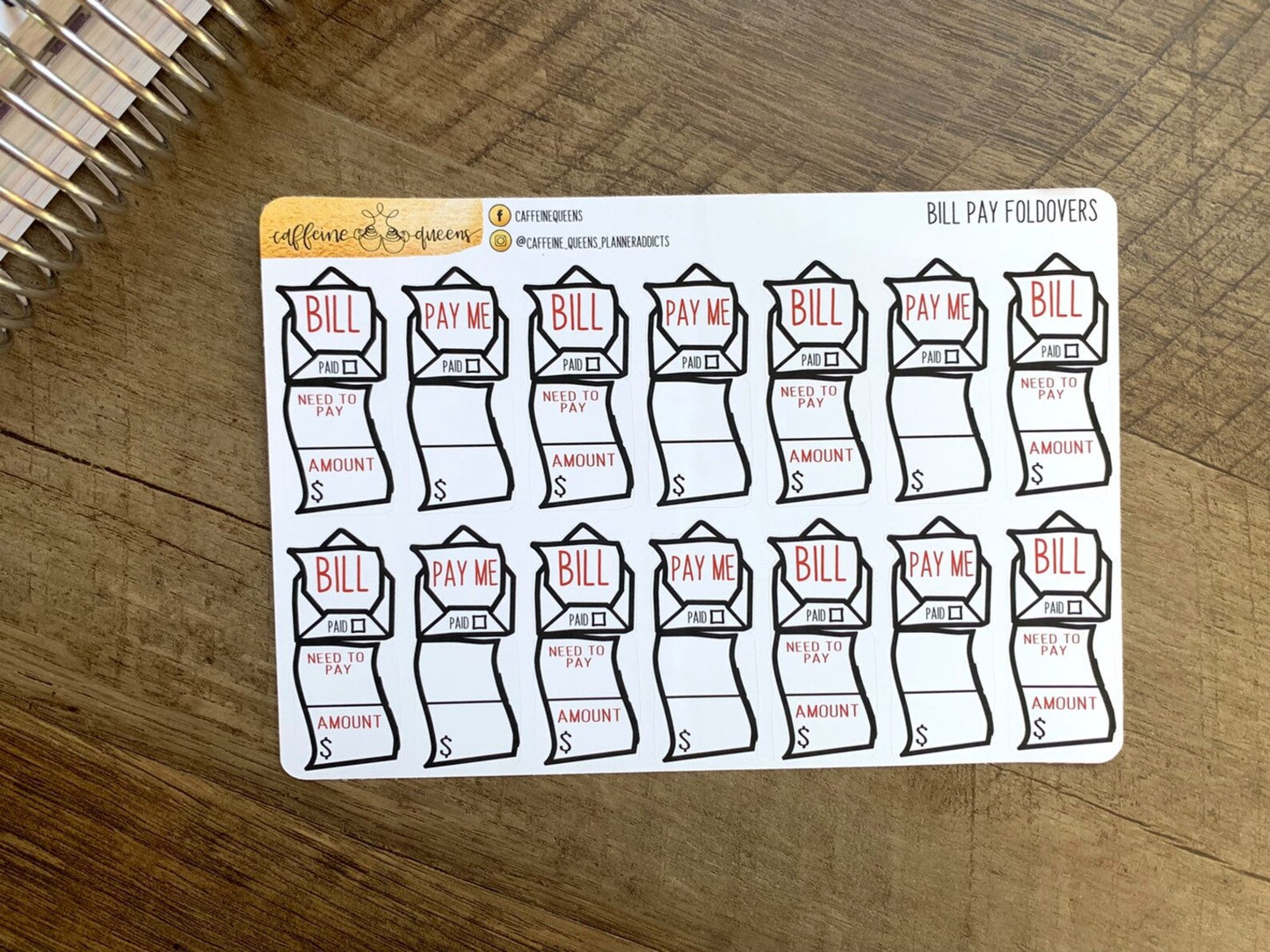 Bill Due Foldover | Sticker Sheet