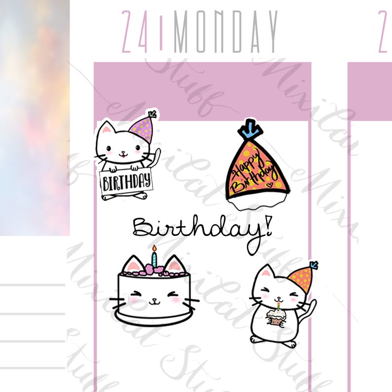 Birthday Cat | Sticker Sheet