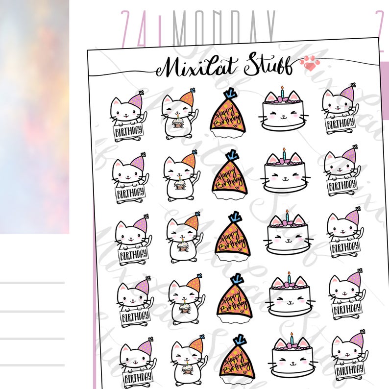 Birthday Cat | Sticker Sheet
