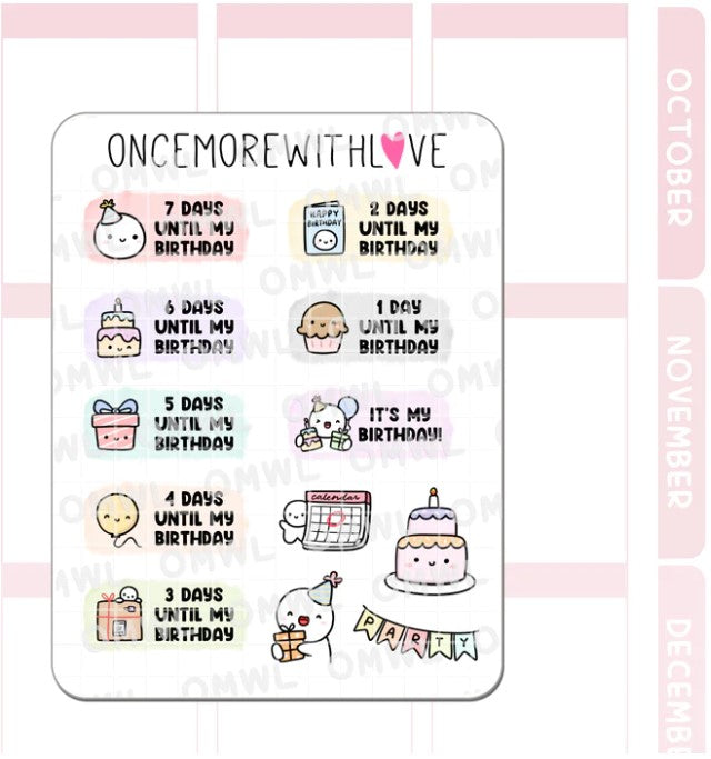Birthday Countdown 2.0 | Sticker Sheet