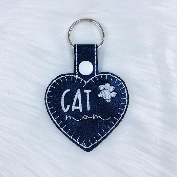 Cat Mom Heart Feltie Snap-Tab Charm