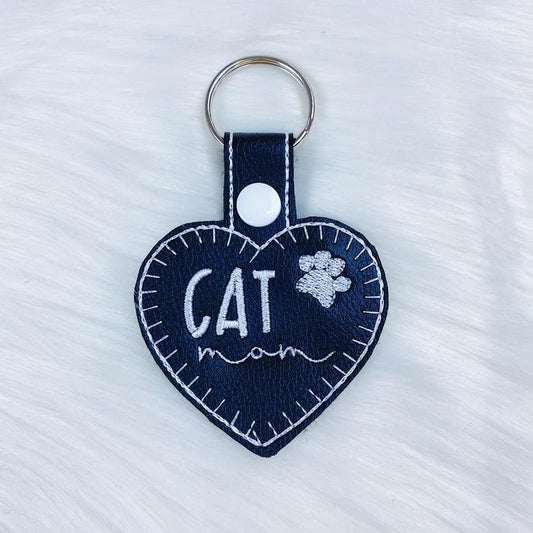 Cat Mom Heart Feltie Snap-Tab Charm