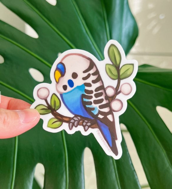 Blue White Budgie Parakeet | Vinyl Sticker