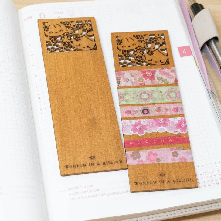 Matcha Sakura Wood Cut-Out Bookmark/Washi Card