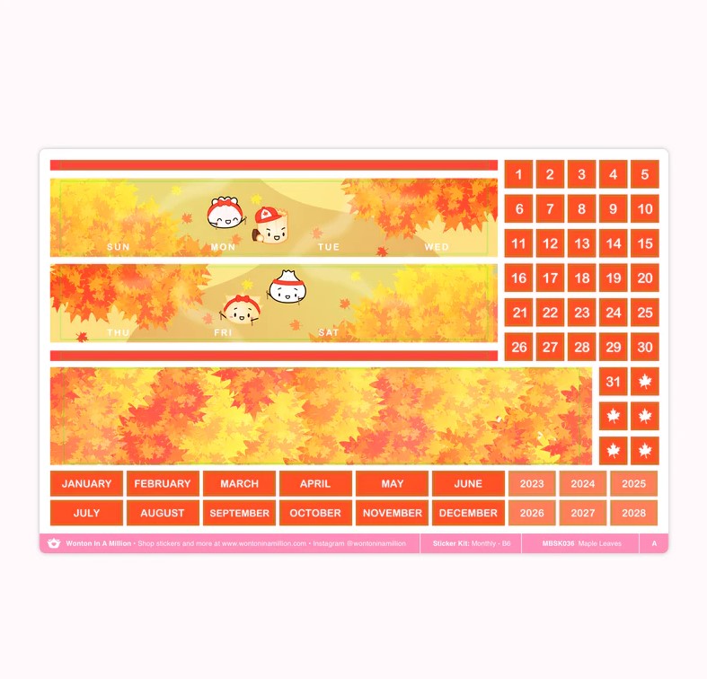 Canada - Maple Leaves | Monthly Sticker Kit (B6)