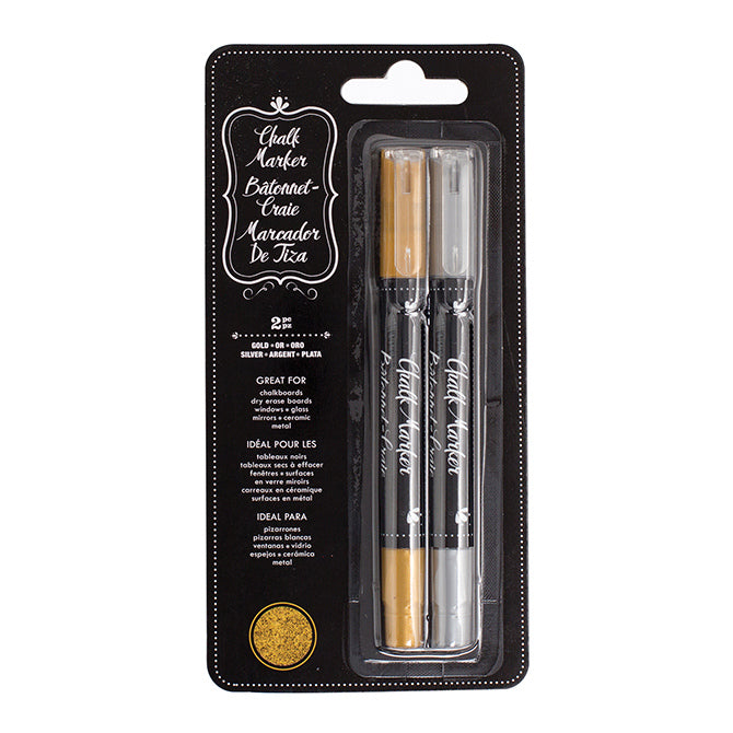 Erasable Chalk Marker - Metallic Silver/Gold