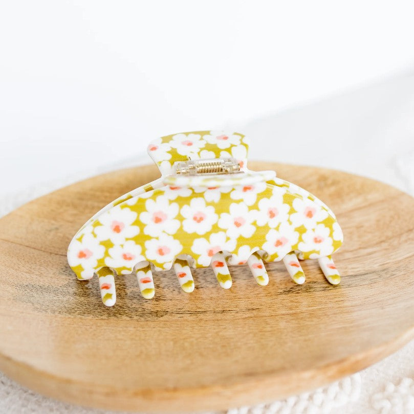 Citron Posies | Claw Clip