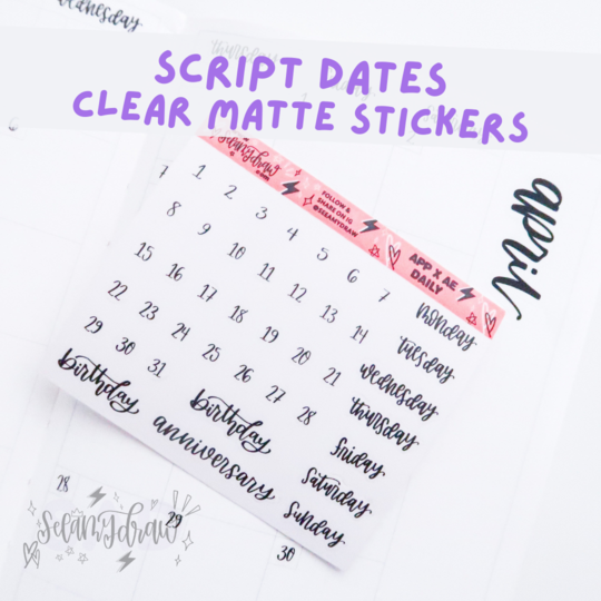 SAD Script Dates | Clear Matte Sticker Sheet