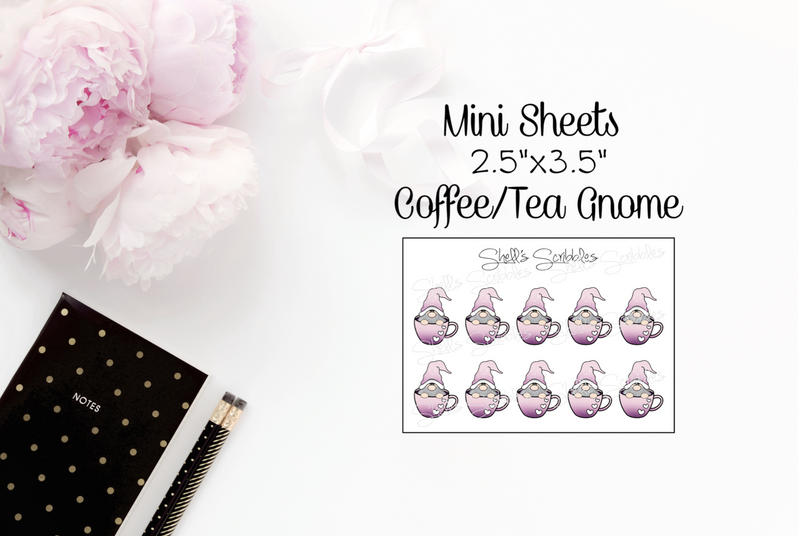 Coffee/Tea Gnome | Mini Sticker Sheet