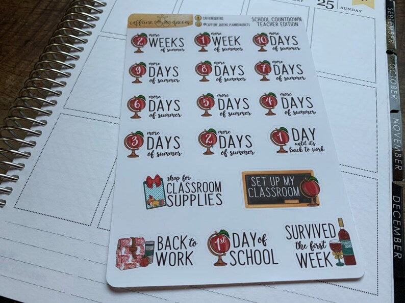 Countdown To School (Teacher) | Sticker Sheet