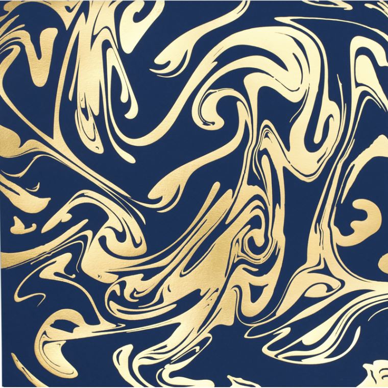 Dark Blue - Gold Marble Foil | 12x12 Patterned Paper