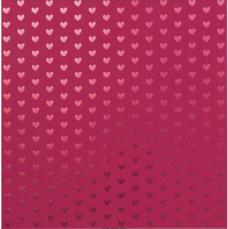 Dark Pink - Tone-On-Tone Heart Foil | 12x12 Patterned Paper