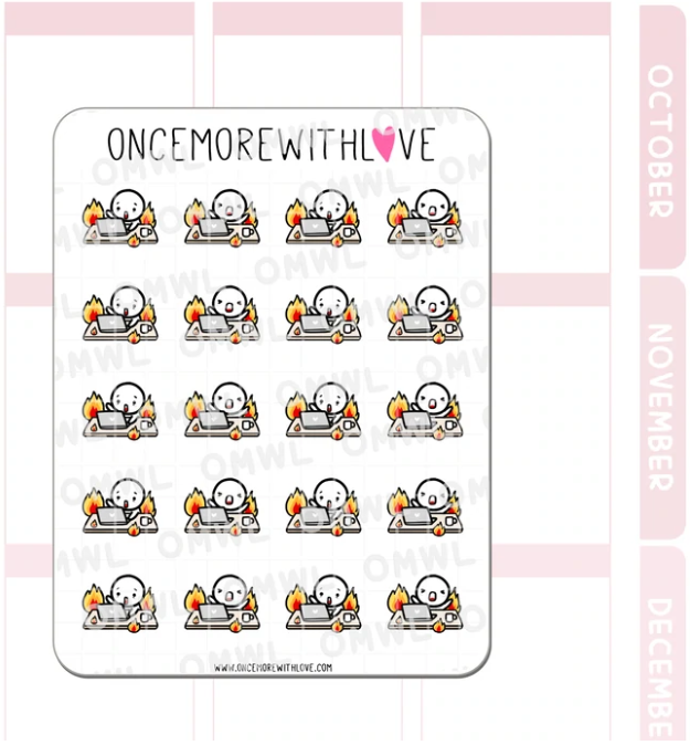 Desk On Fire | Sticker Sheet