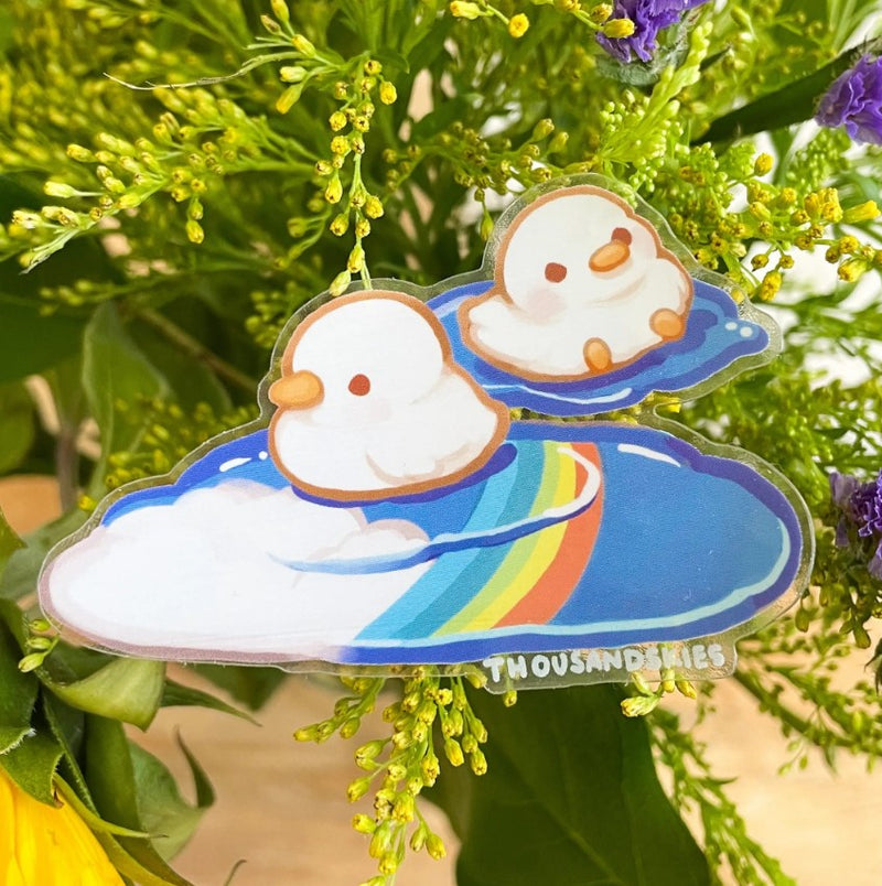 Ducklings In Rainbow Puddles | Vinyl Sticker