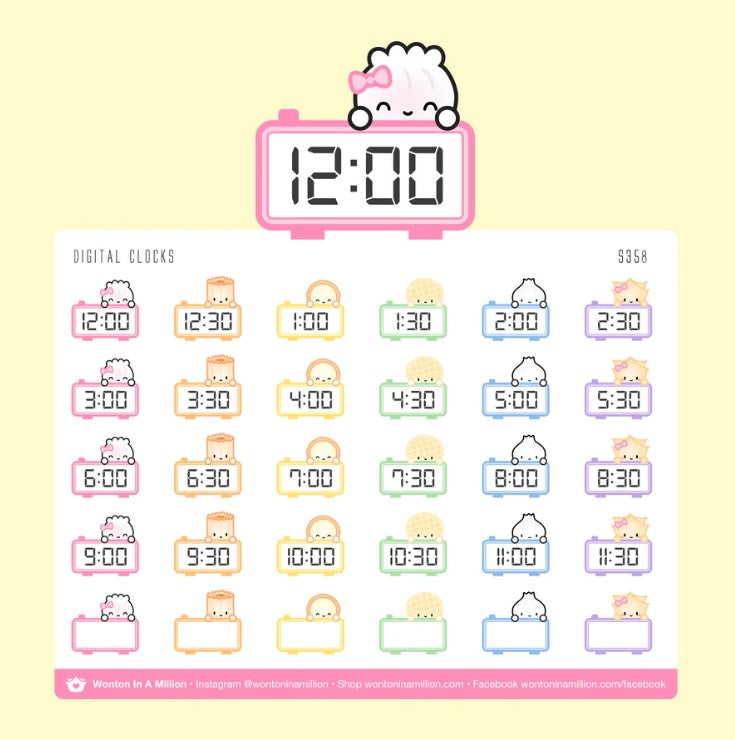 Time Clock Sticker Simple Digital Clocks | Sticker Sheet