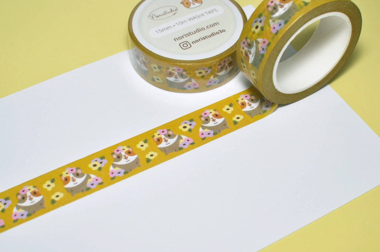 Guinea Pig and Flowers | Washi