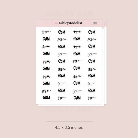 Gym Script | Sticker Sheet