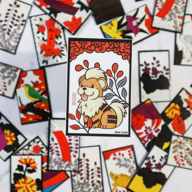 Hanafuda Growlithe | Vinyl Sticker Hanafuda Growlithe | Vinyl Sticker